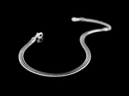 Hot 925 Sterling Silver Unisex Simple Flat Snake Anklets Women Jewelry Punk Rock Glossy Blade Style Bare Foot Chain Bracelets