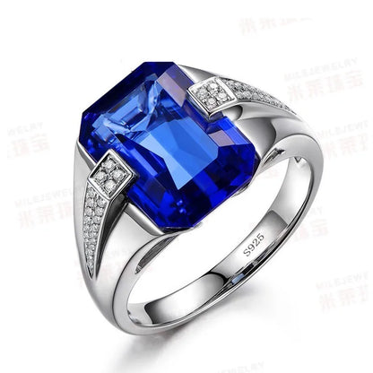 90% OFF Male 8ct Lab Sapphire Ring Real 925 sterling silver Jewelry Engagement Wedding band Rings for men Luxury Party accessory