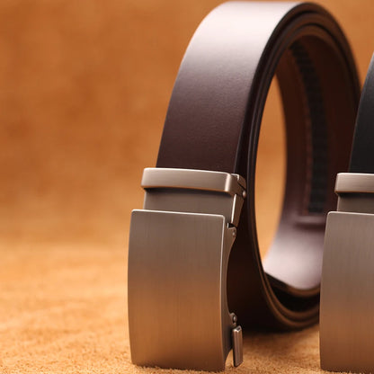 Genuine Cow Leather Automatic Belt For Men Formal Automatic Buckle Belt  Genuine Leather Mens business Strap