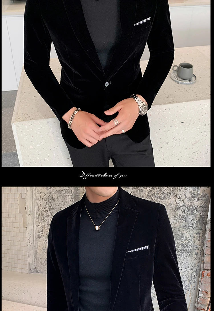 Burgundy Velvet Blazer Men 2022 Fashion Casual Blazer Men Wedding Groom Singer Costume Slim Blazer Formal Evening Dress M-5XL