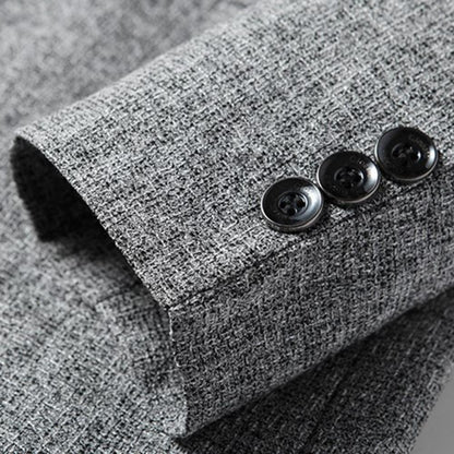 Men Blazer Solid Color Single Breasted Autumn Winter Two Buttons Pockets Suit Coat for Wedding