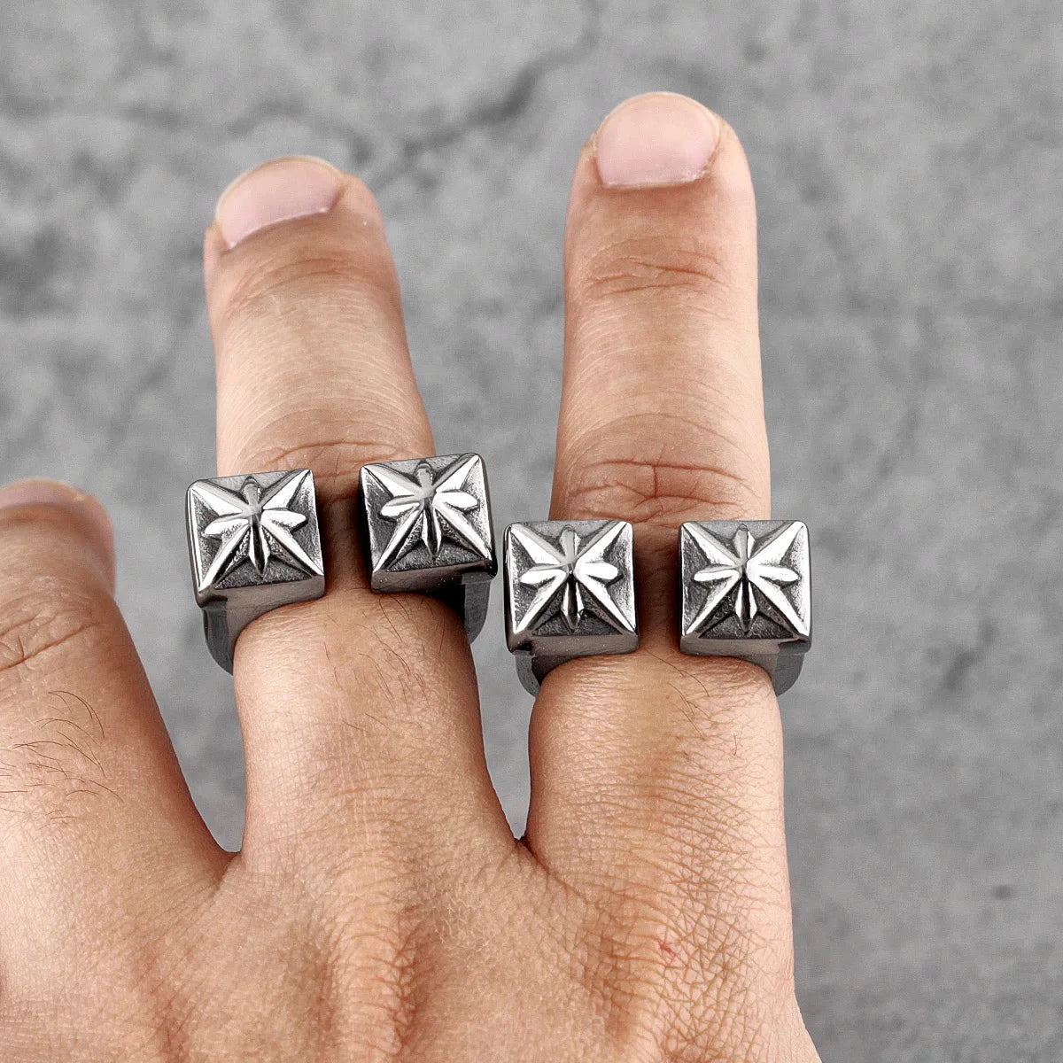 Vintage Gothic Flower Stainless Steel Mens Open Rings Punk Unique for Women Boyfriend Biker Jewelry Creativity Gift Wholesale