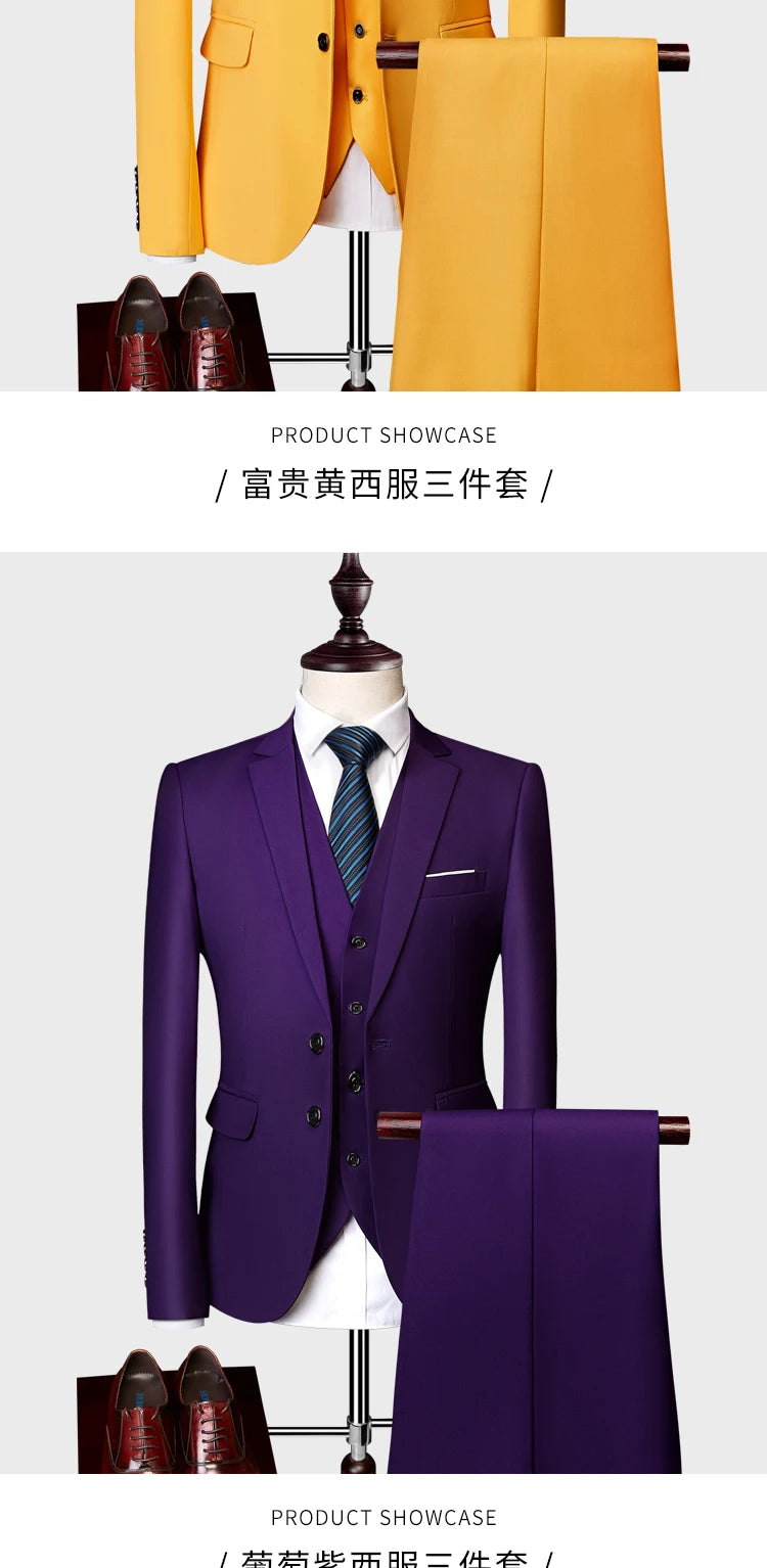 Wedding suit men classical Men's Business suit 3 pieces New Formal Korean Slims Suit   Dress Suit tuxedo groom suit