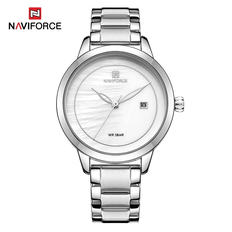 NAVIFORCE Bracelet Watch Women Brand Luxury Blue Stainless Steel Wristwatches Ladies Fashion Waterproof Date Dress Watches