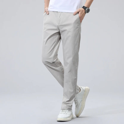 Spring Summer Men's Chinos Cotton Pants Straight Fashion Casual Classic Business Trousers for Male Khaki Black Grey Plus size 40