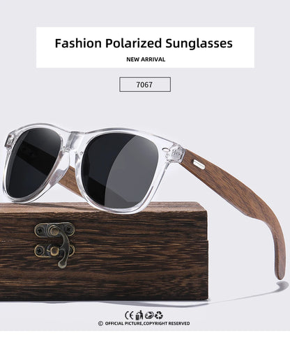 GM Brand Transparent Color Frames Sunglasses Men Women's Polarized Delicate Fashion Handmade Wood Sunglasses With Box