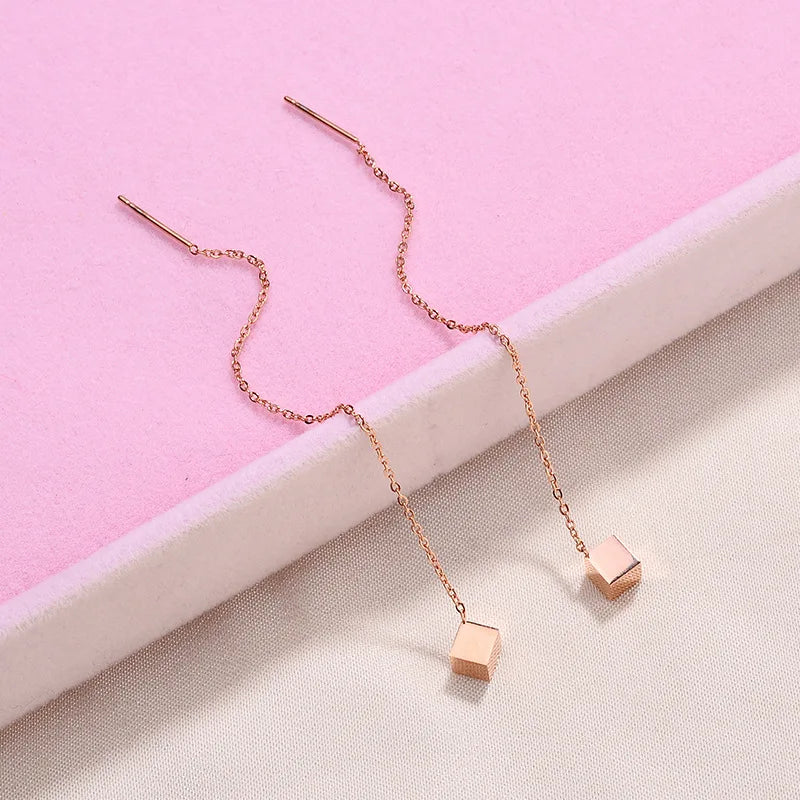 316L Stainless Steel Long Tassel Earrings For Women Elegant Simple Gold Color Drop Earring Stylish Jewelry Personality Gift