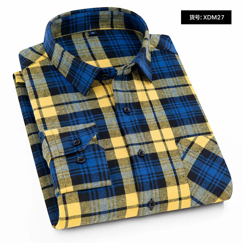 Plaid Shirt 2025 New Autumn Winter Flannel Red Checkered Shirt Men Shirts Long Sleeve Chemise Homme Cotton Male Check Shirts