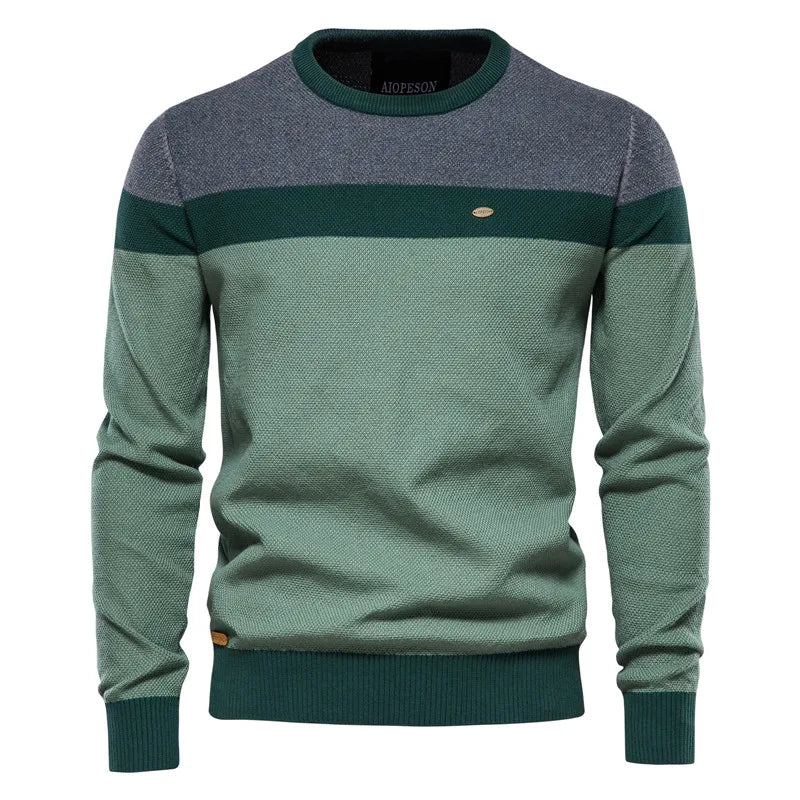 AIOPESON Spliced Cotton Sweater Men Casual O-neck High Quality Pullover Knitted Sweaters Male New Winter Brand Mens Sweaters