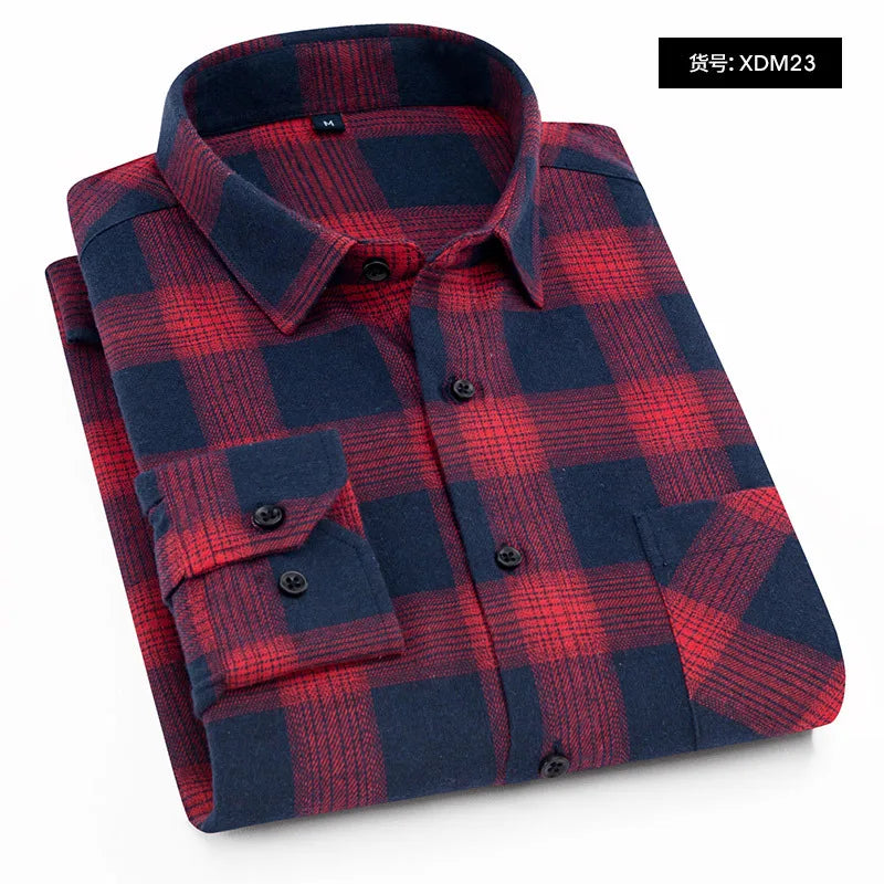 Plaid Shirt 2025 New Autumn Winter Flannel Red Checkered Shirt Men Shirts Long Sleeve Chemise Homme Cotton Male Check Shirts