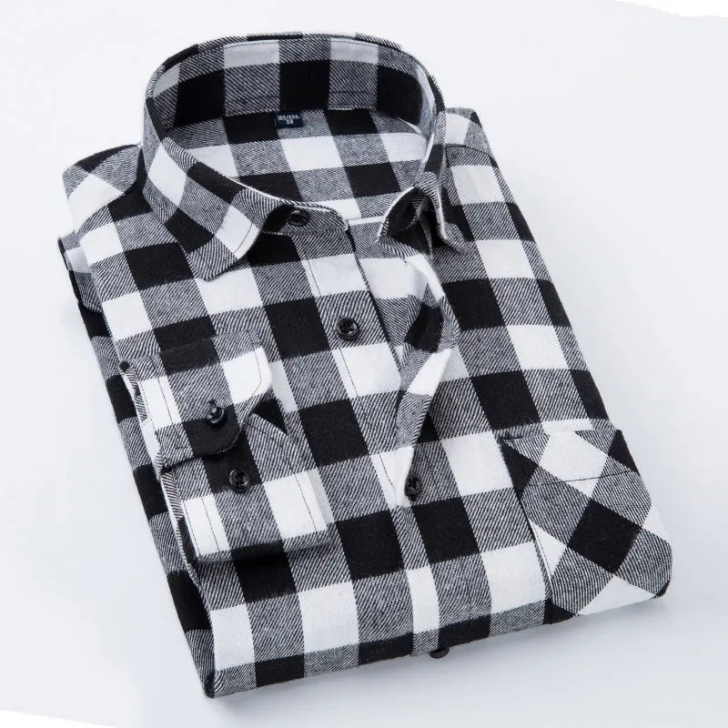 Plaid Shirt 2025 New Autumn Winter Flannel Red Checkered Shirt Men Shirts Long Sleeve Chemise Homme Cotton Male Check Shirts