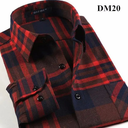 Plaid Shirt 2025 New Autumn Winter Flannel Red Checkered Shirt Men Shirts Long Sleeve Chemise Homme Cotton Male Check Shirts