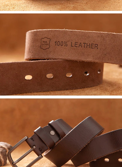 Top Cow genuine leather belts for men luxury designer high quality fashion style vintage brown cowboy male belt