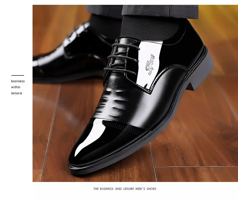 Men Dress Shoes Patent Leather Oxford Shoes Male Formal  Big Size 38-48 Handsome Men Pointed Toe  for Wedding