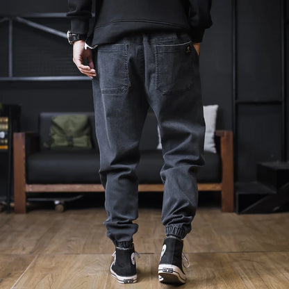 Plus Size Jeans Men Loose Joggers Streetwear Harem Jeans Cargo Pants Ankle-Length Denim Trousers