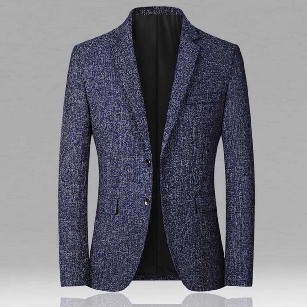 Men Blazer Solid Color Single Breasted Autumn Winter Two Buttons Pockets Suit Coat for Wedding