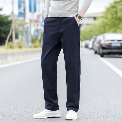 Spring Summer Men's Chinos Cotton Pants Straight Fashion Casual Classic Business Trousers for Male Khaki Black Grey Plus size 40