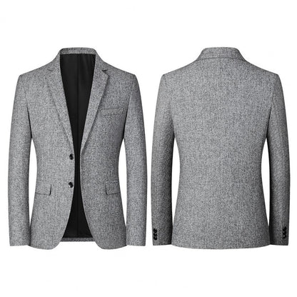 Men Blazer Solid Color Single Breasted Autumn Winter Two Buttons Pockets Suit Coat for Wedding