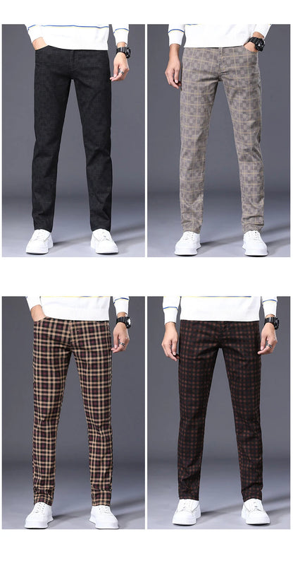 High Quality Brand Clothing Classics Plaid Casual Pants Men 98%Cotton Retro Business Banquet Check Trousers Male Plus Size 40 42