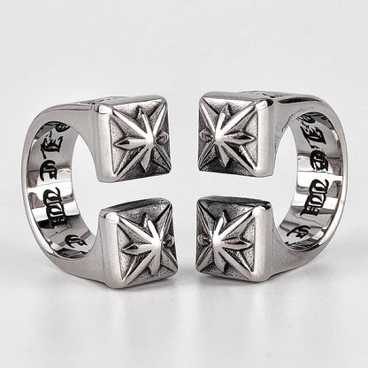 Vintage Gothic Flower Stainless Steel Mens Open Rings Punk Unique for Women Boyfriend Biker Jewelry Creativity Gift Wholesale