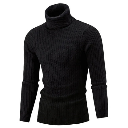 Autumn and Winter Men's Warm Sweater Long Sleeve Turtleneck Sweater Retro Knitted Sweater Pullover Sweater