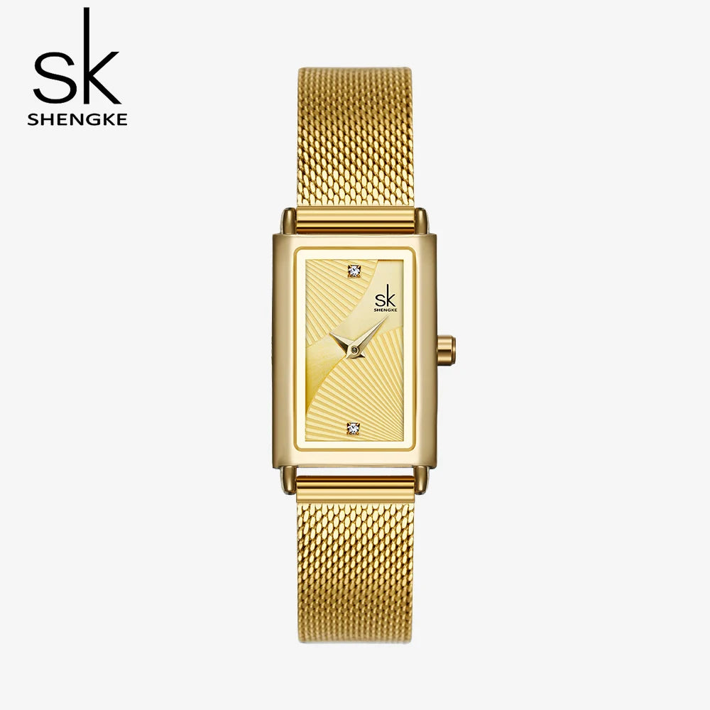 Shengke Women Watches Fashion Geneva Design Ladies Watch Luxury Brand Rectangle Quartz Wristwatches Luxury Gifts For Women Clock