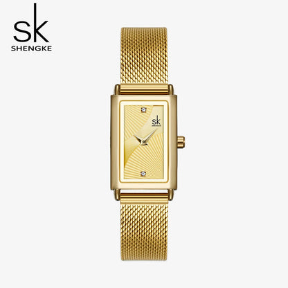 Shengke Women Watches Fashion Geneva Design Ladies Watch Luxury Brand Rectangle Quartz Wristwatches Luxury Gifts For Women Clock