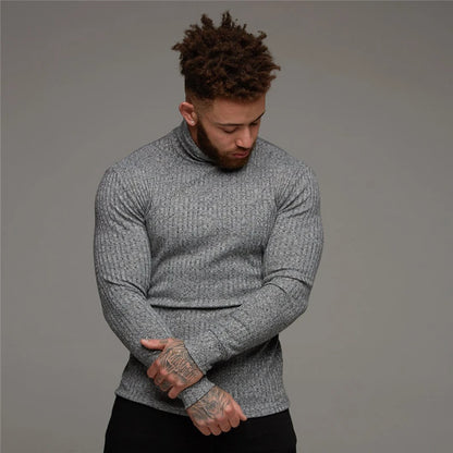 Autumn Winter Fashion Turtleneck Mens Thin Sweaters Casual Roll Neck Solid Warm Slim Fit Sweaters Men Turtleneck Pullover Male