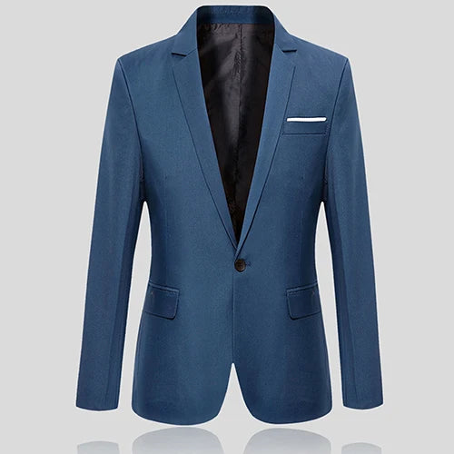 Men Blazers Slim Autumn Suit Blazer Business Formal Party Male Suit One Button Lapel Casual Long Sleeve Pockets Top Plus Size