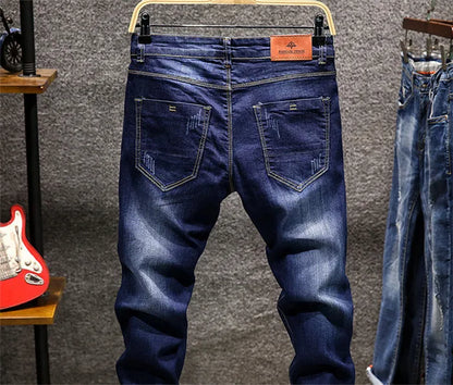 2025 Skinny Jeans Men Zipper Fly Slim Fit Denim Joggers Stretch Male Jean Pencil Pants Blue Men's Jeans Fashion Casual Hombre