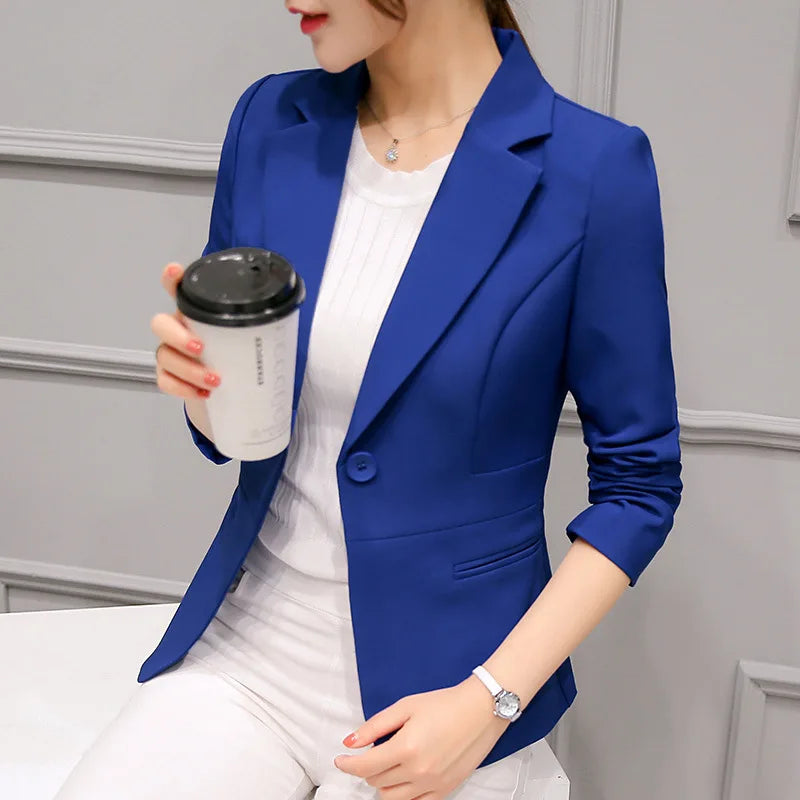 Women's Blazer 2025 Red Long Sleeve Blazers Pockets Jackets Coat Slim Office Lady Jacket Female Tops Suit Blazer Femme Jackets