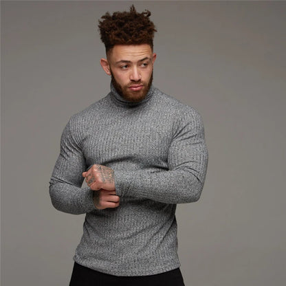 Autumn Winter Fashion Turtleneck Mens Thin Sweaters Casual Roll Neck Solid Warm Slim Fit Sweaters Men Turtleneck Pullover Male