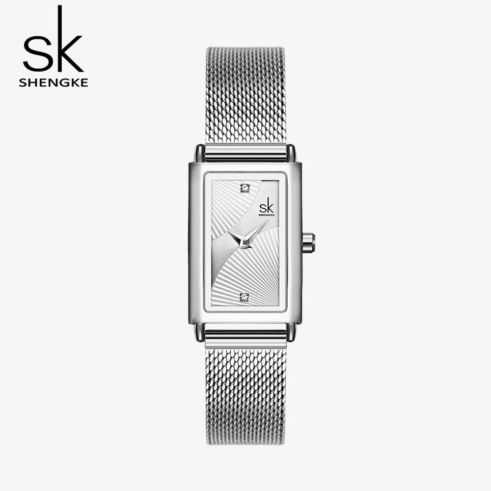 Shengke Women Watches Fashion Geneva Design Ladies Watch Luxury Brand Rectangle Quartz Wristwatches Luxury Gifts For Women Clock