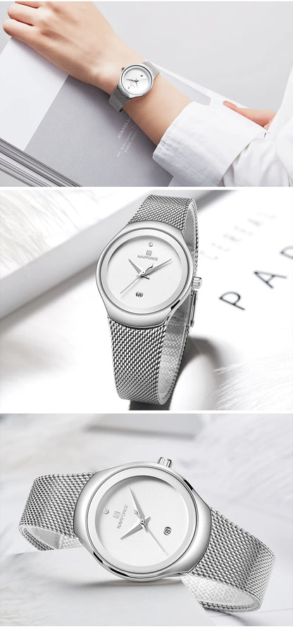 NAVIFORCE Watch Women Fashion Dress Quartz Watches Lady Stainless Steel Waterproof Wristwatch Simple Girl Clock Relogio Feminino