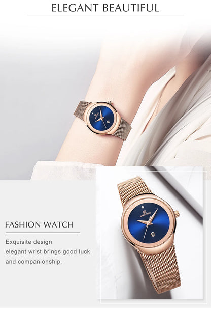 NAVIFORCE Watch Women Fashion Dress Quartz Watches Lady Stainless Steel Waterproof Wristwatch Simple Girl Clock Relogio Feminino