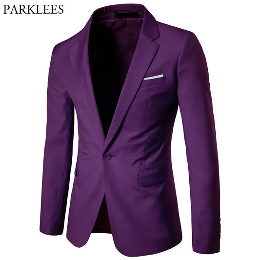 Men's Purple One Button Slim Fit Suit Blazer 2023 Spring New Wedding Business Tuxedo Blazer Jacket Men Costume Homme Mariage 6XL