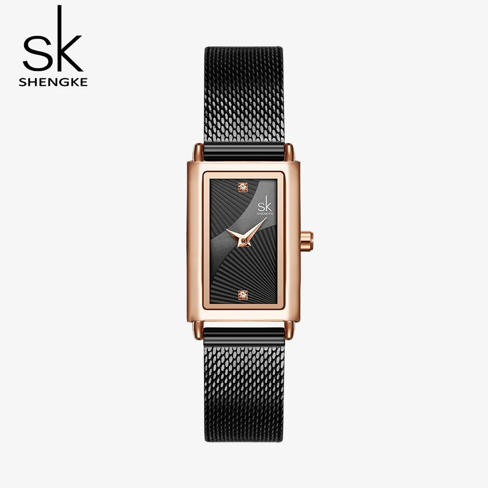 Shengke Women Watches Fashion Geneva Design Ladies Watch Luxury Brand Rectangle Quartz Wristwatches Luxury Gifts For Women Clock