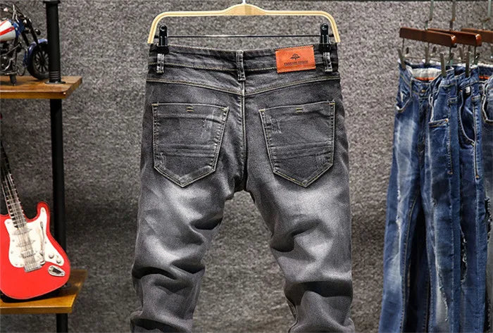 2025 Skinny Jeans Men Zipper Fly Slim Fit Denim Joggers Stretch Male Jean Pencil Pants Blue Men's Jeans Fashion Casual Hombre