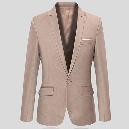 Men Blazers Slim Autumn Suit Blazer Business Formal Party Male Suit One Button Lapel Casual Long Sleeve Pockets Top Plus Size