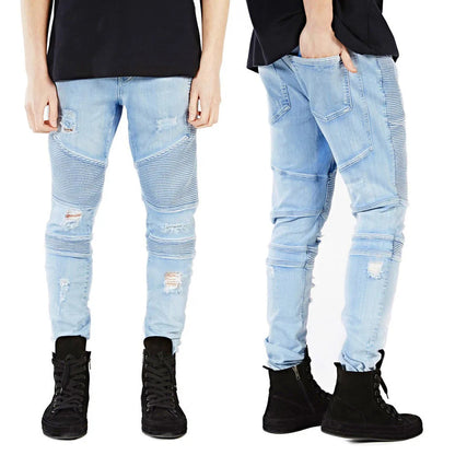 Men Skinny Jeans Men Runway Slim Racer Biker Jeans Strech Hiphop Jeans For Men Y2036