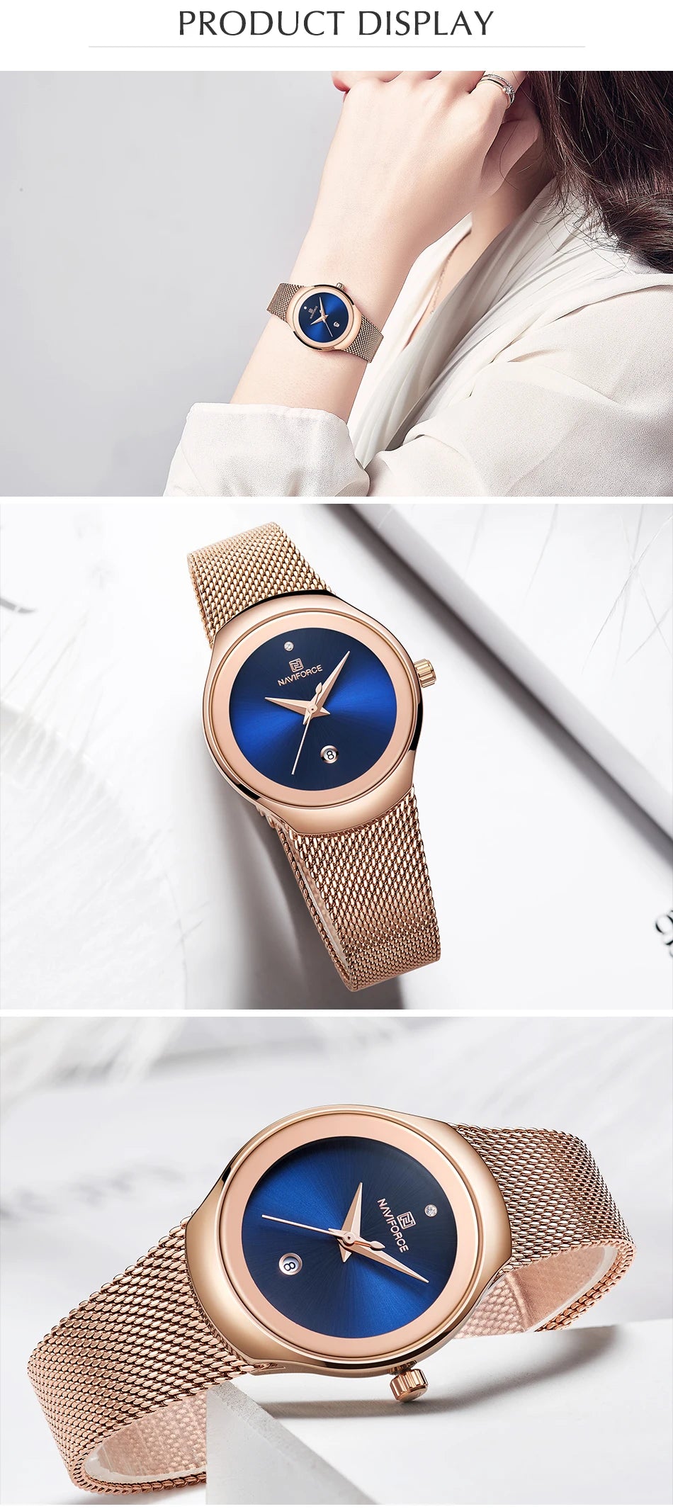 NAVIFORCE Watch Women Fashion Dress Quartz Watches Lady Stainless Steel Waterproof Wristwatch Simple Girl Clock Relogio Feminino