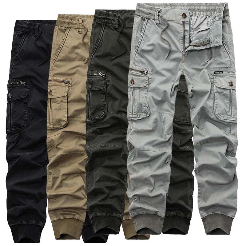 2024 Fashion Spring Mens Tactical Cargo Pants Men Joggers Army Military Casual Cotton Pants Hip Hop Ribbon Male army Trousers 38