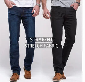 Mens Boot Cut Jeans Slightly Flared Slim Fit Blue Black Trousers Designer Classic Male Stretch Denim Pants