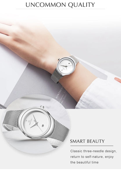 NAVIFORCE Watch Women Fashion Dress Quartz Watches Lady Stainless Steel Waterproof Wristwatch Simple Girl Clock Relogio Feminino