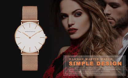 Hannah Martin Japan Quartz Movement High Quality Women Stainless Steel Mesh Rose Gold Waterproof Ladies Watch Dropshipping CB36