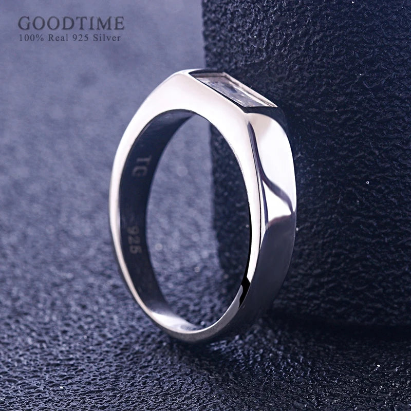 Luxury Ring For Men 925 Sterling Silver Zircon Wedding Ring For Bridegroom Engagement Jewelry Accessories Ring For Male Gift