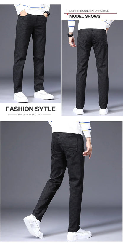 High Quality Brand Clothing Classics Plaid Casual Pants Men 98%Cotton Retro Business Banquet Check Trousers Male Plus Size 40 42