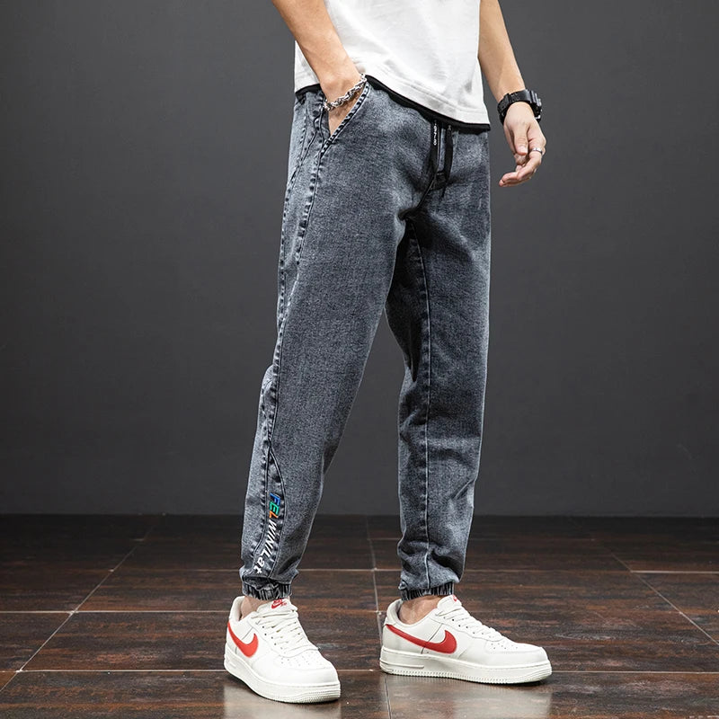 Spring Summer Black Blue Cargo Jeans Men Streetwear Denim Jogger Pants Men Baggy Harem Jean Trousers Plus Size