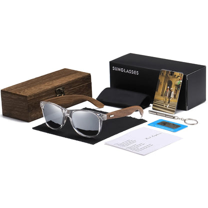 GM Brand Transparent Color Frames Sunglasses Men Women's Polarized Delicate Fashion Handmade Wood Sunglasses With Box