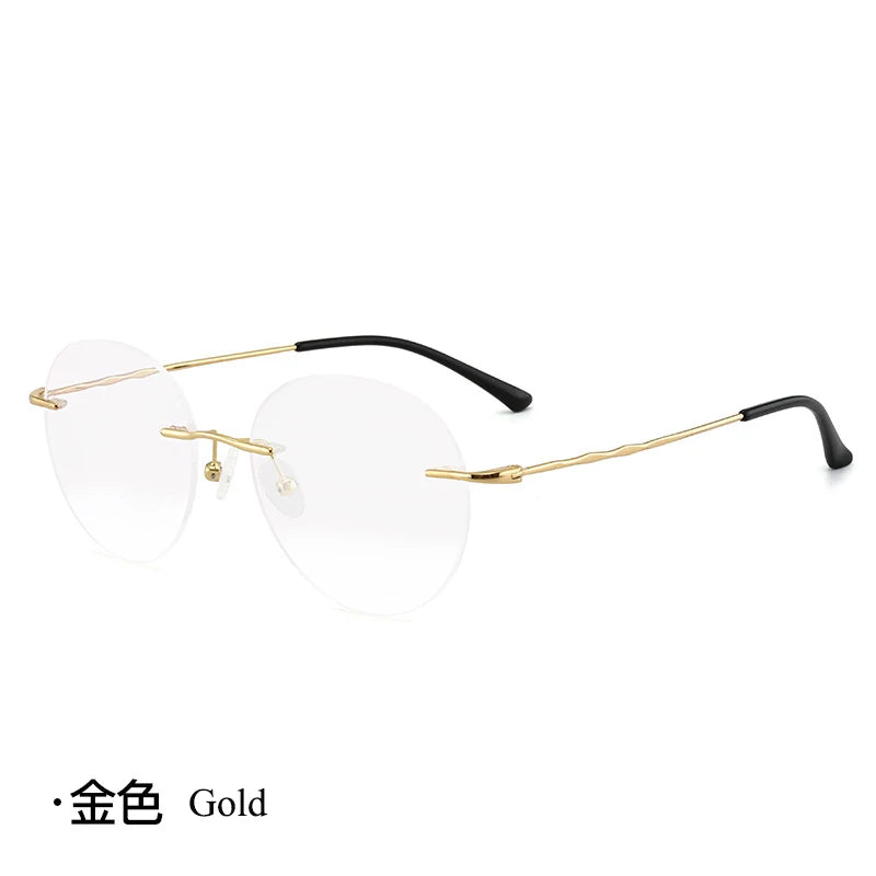 Titanium Alloy Rimless Glasses Frame Men Ultralight Round Eyeglasses Myopia Prescription Frames For Women Optical Eye Glass